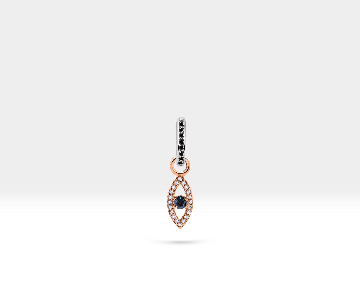 Safir Göz Sallantılı Küpe, 9 MM , 14K Sarı-Beyaz-Kırmızı Altın | LE00054DSB