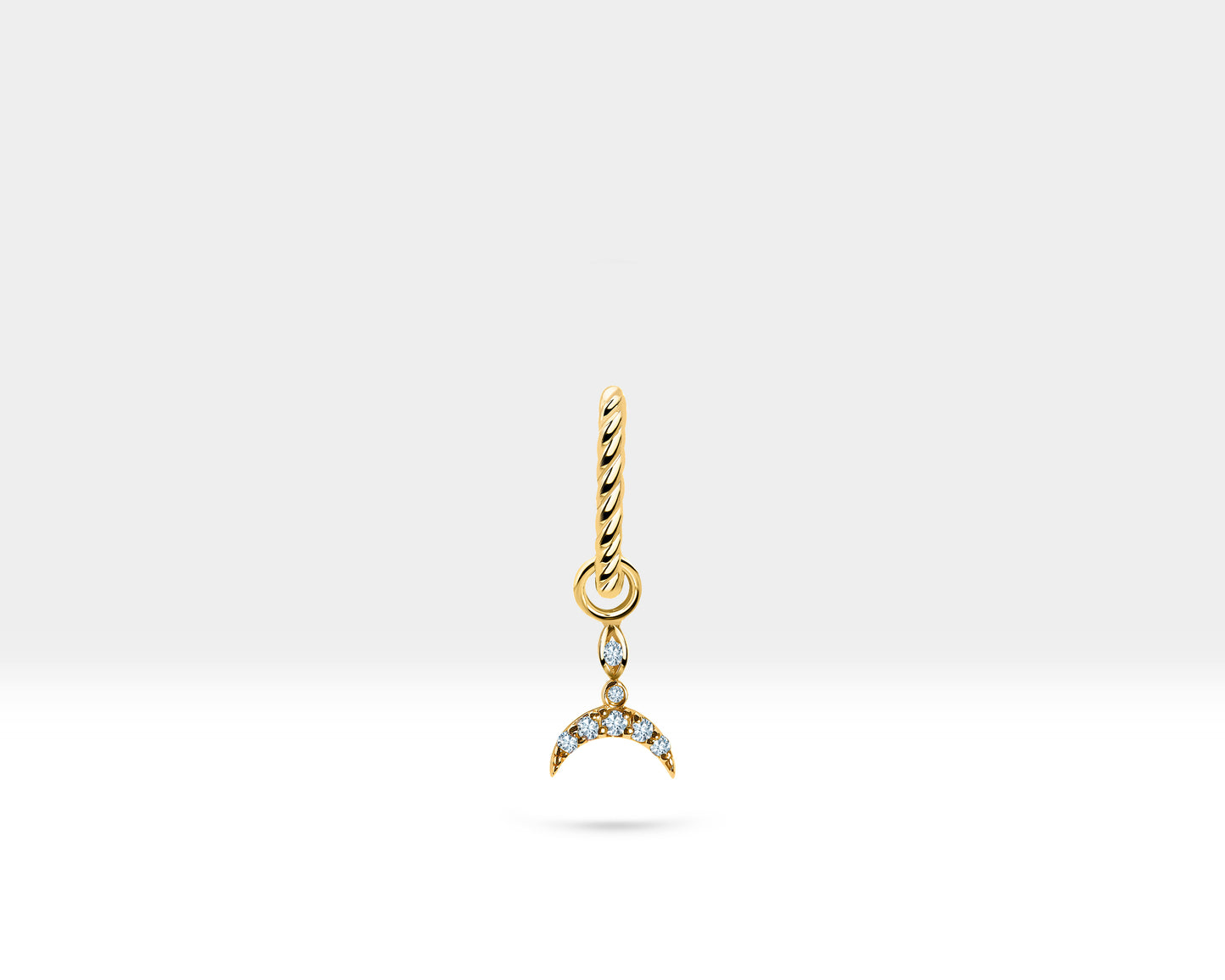 Safir ve Pırlanta Deniz Kızı Kuyruğu Sallantılı Küpe, 13 MM , 14K Sarı-Beyaz-Kırmızı Altın | LE00075DS