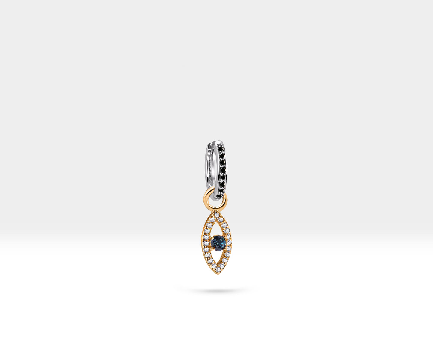 Safir Göz Sallantılı Küpe, 9 MM , 14K Sarı-Beyaz-Kırmızı Altın | LE00054DSB