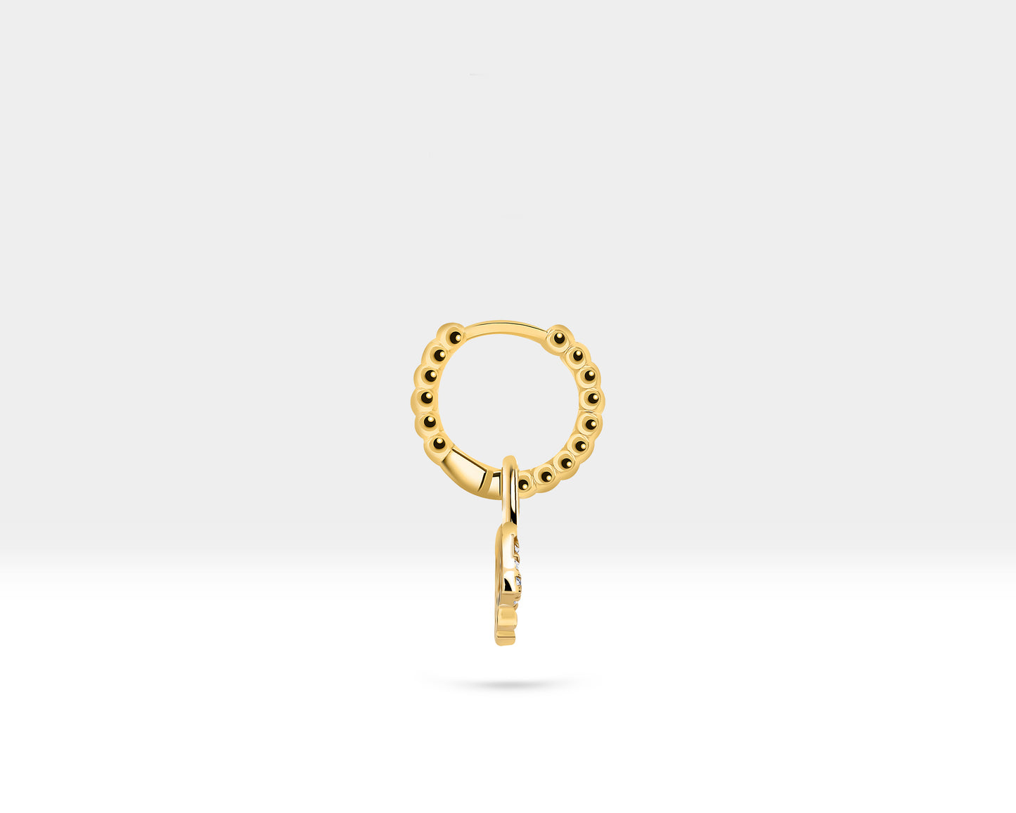 Pırlanta Göz Sallantılı Küpe, 11 MM , 14K Sarı-Beyaz-Kırmızı Altın | LE00067D