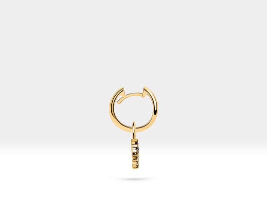 Safir Çiçek Sallantılı Küpe, 13 MM , 14K Sarı-Beyaz-Kırmızı Altın | LE00071SD