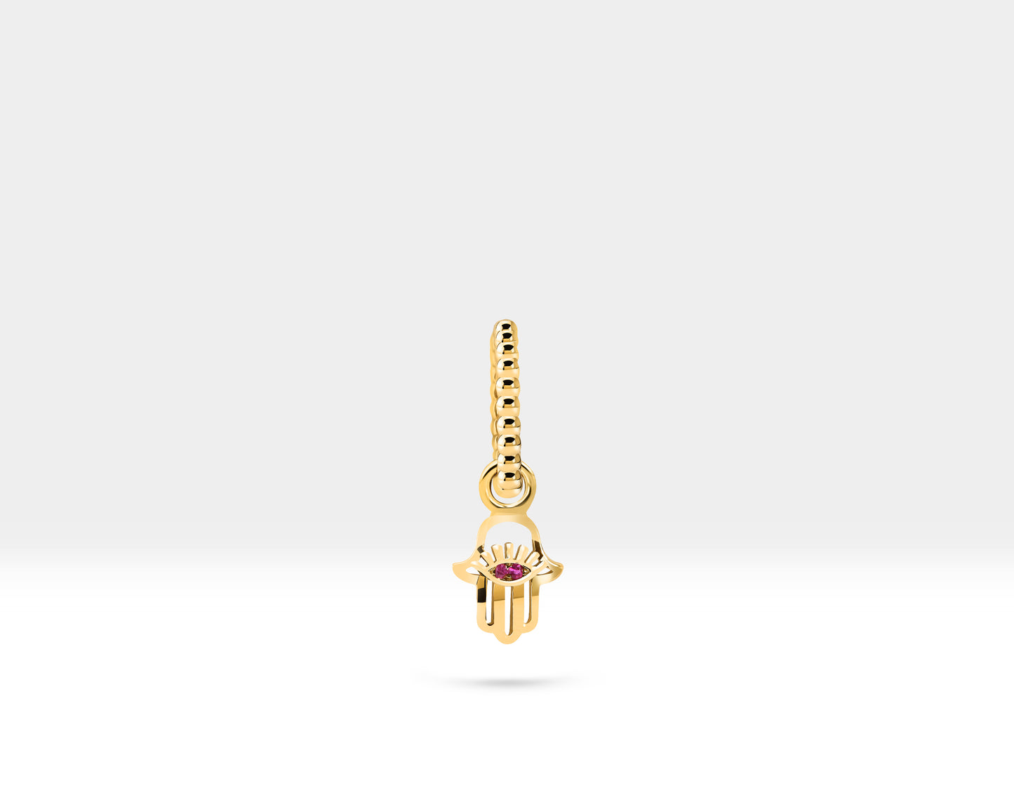 Yakut Fatıma'nın Eli Sallantılı Küpe, 12 MM , 14K Sarı-Beyaz-Kırmızı Altın | LE00043R