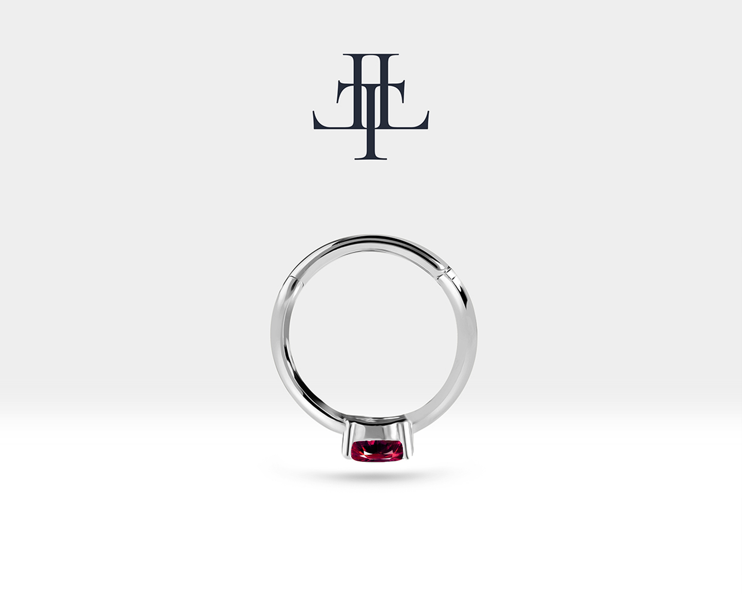 Damla Yakut Halka Piercing Küpe, 12 MM , 1.2 MM, 14K Sarı-Beyaz-Kırmızı Altın | LE00008R