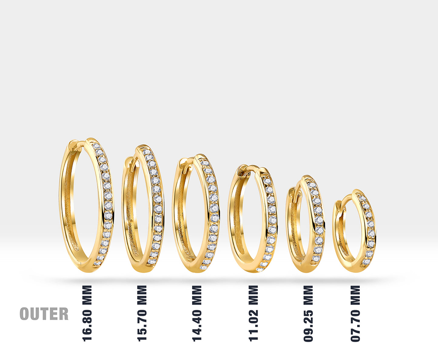 Halka Pırlantalı Küpe, 8-17 MM , 14K Sarı-Beyaz-Kırmızı Altın | LE00035D