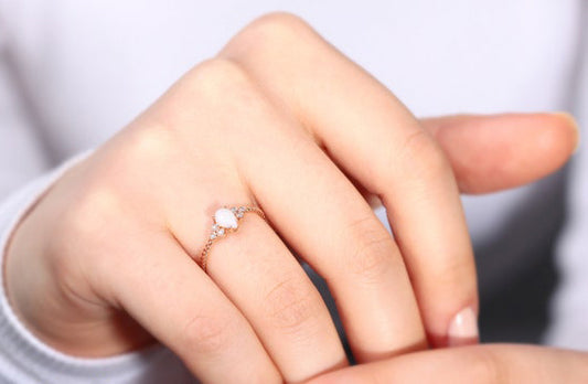 Damla Opal Yüzük, 14K Sarı-Beyaz-Kırmızı Altın | LR00006DO