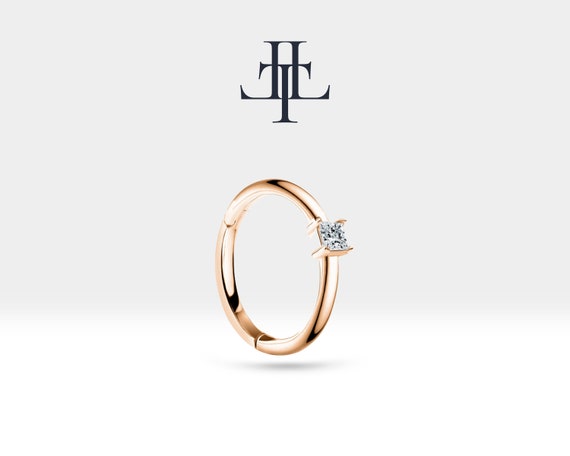 Prenses Pırlanta Halka Piercing Küpe, 12 MM , 1.2 MM, 14K Sarı-Beyaz-Kırmızı Altın | LE00020D