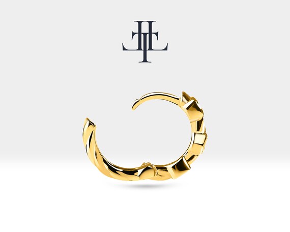 Pırlantalı Kare Motifli Küpe, 9.50 MM , 14K Sarı-Beyaz-Kırmızı Altın | LE00012D