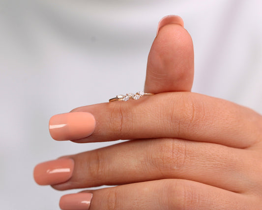 Markiz Pırlanta Başak Yüzük, 14K Sarı-Beyaz-Kırmızı Altın | LR00029D