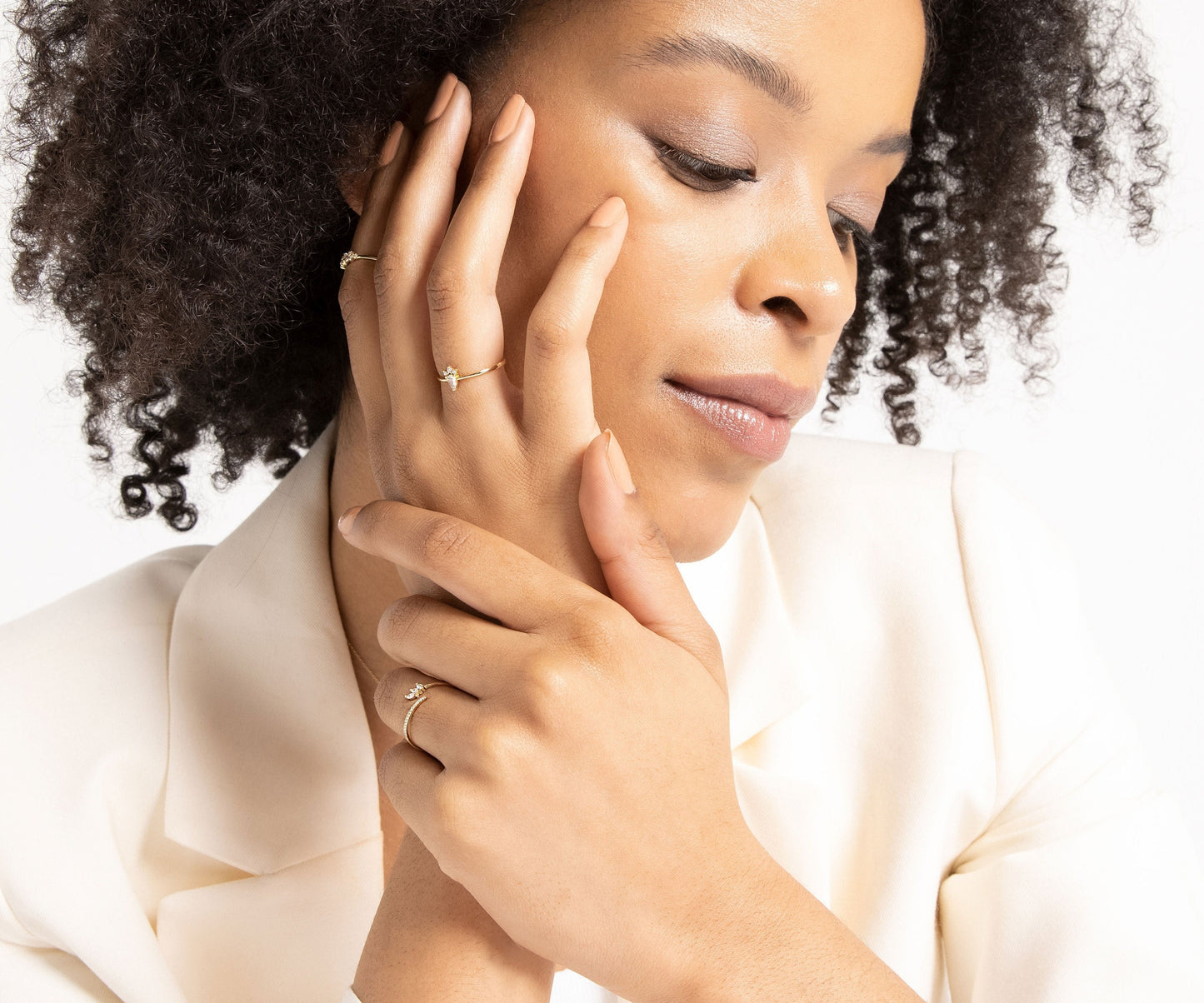 Damla Pırlanta Yüzük, 14K Sarı-Beyaz-Kırmızı Altın | LR00020D