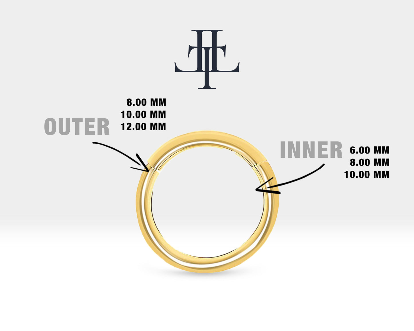 Sade Halka Piercing, 8-10-12 MM , 1.0 MM, 14K Sarı-Beyaz-Kırmızı Altın | LC00048A