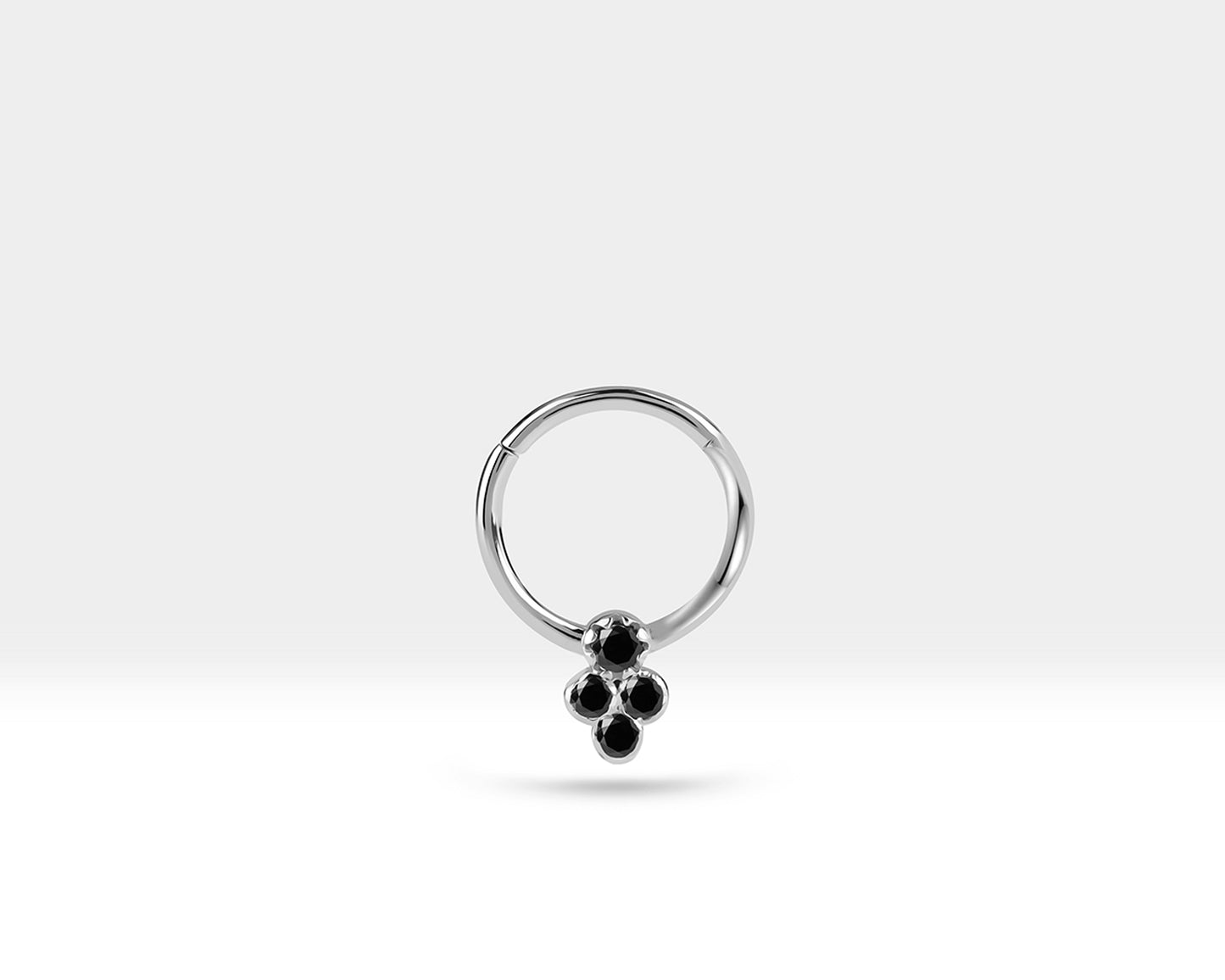 Asma Siyah Pırlantalı Halka Piercing, 10-12 MM , 1.2 MM, 14K Sarı-Beyaz-Kırmızı Altın | LC00013B