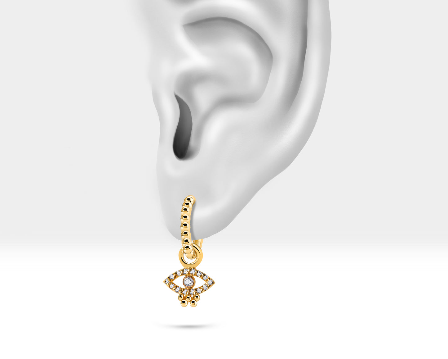 Pırlanta Göz Sallantılı Küpe, 11 MM , 14K Sarı-Beyaz-Kırmızı Altın | LE00067D