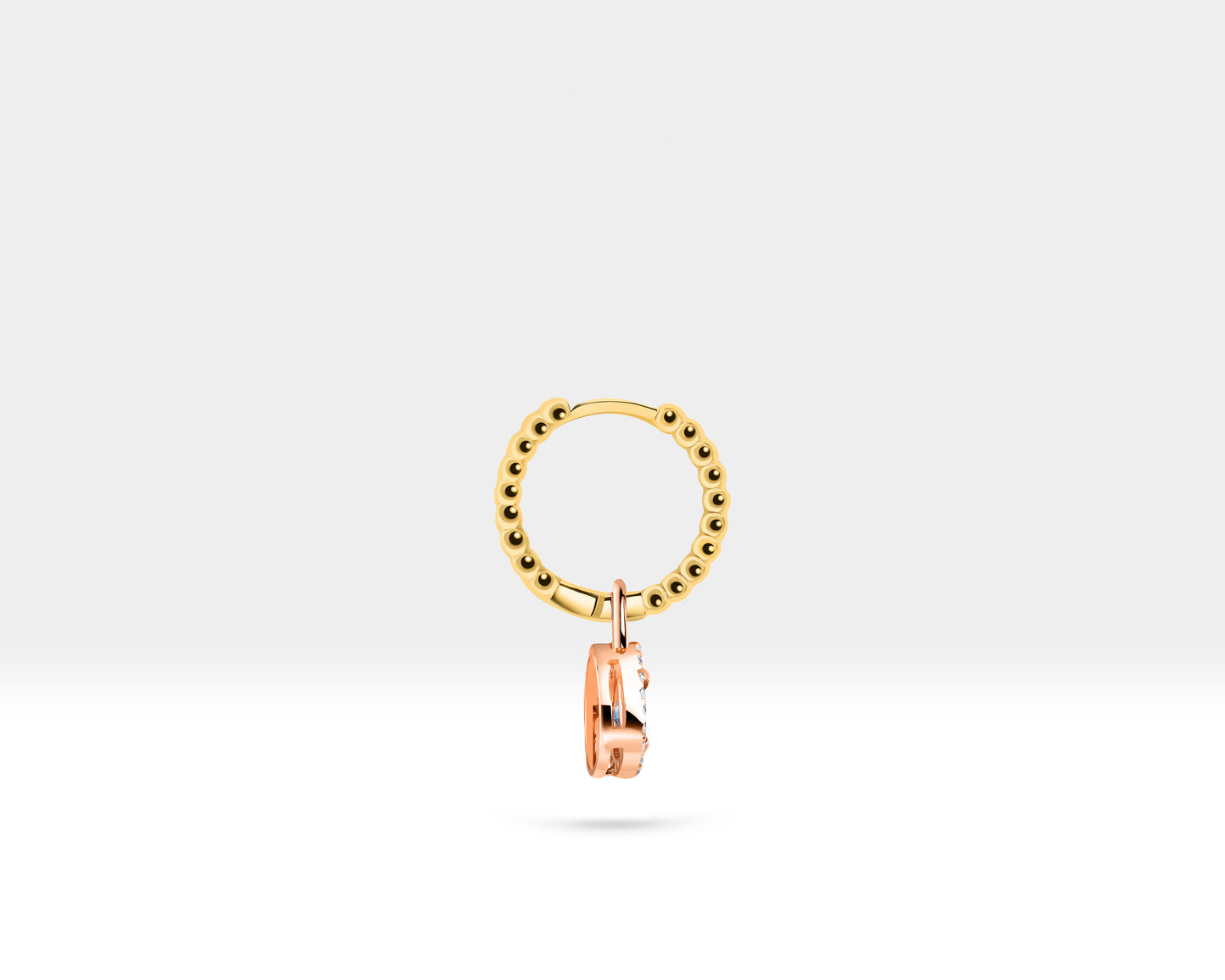 Damla Safir Sallantılı Küpe, 12 MM , 14K Sarı-Beyaz-Kırmızı Altın | LE00047SD