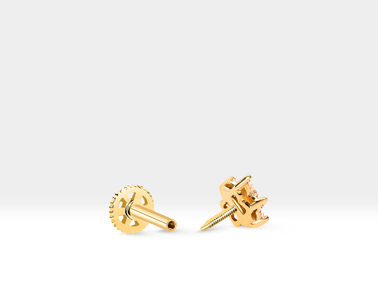 Köşeli Çiçek Fancy Pırlantalı Piercing, 8 MM , 1.2 MM, 14K Sarı-Beyaz-Kırmızı Altın | LP00004BD