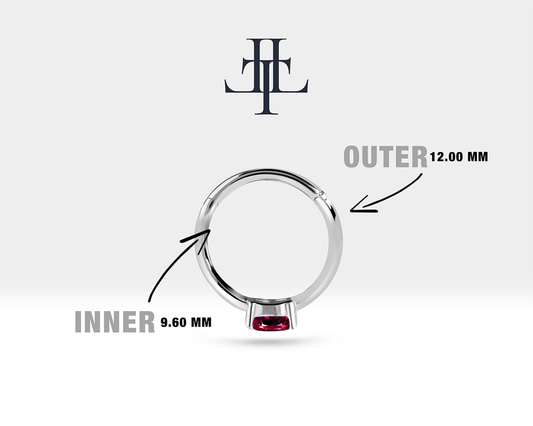 Damla Yakut Halka Piercing Küpe, 12 MM , 1.2 MM, 14K Sarı-Beyaz-Kırmızı Altın | LE00008R