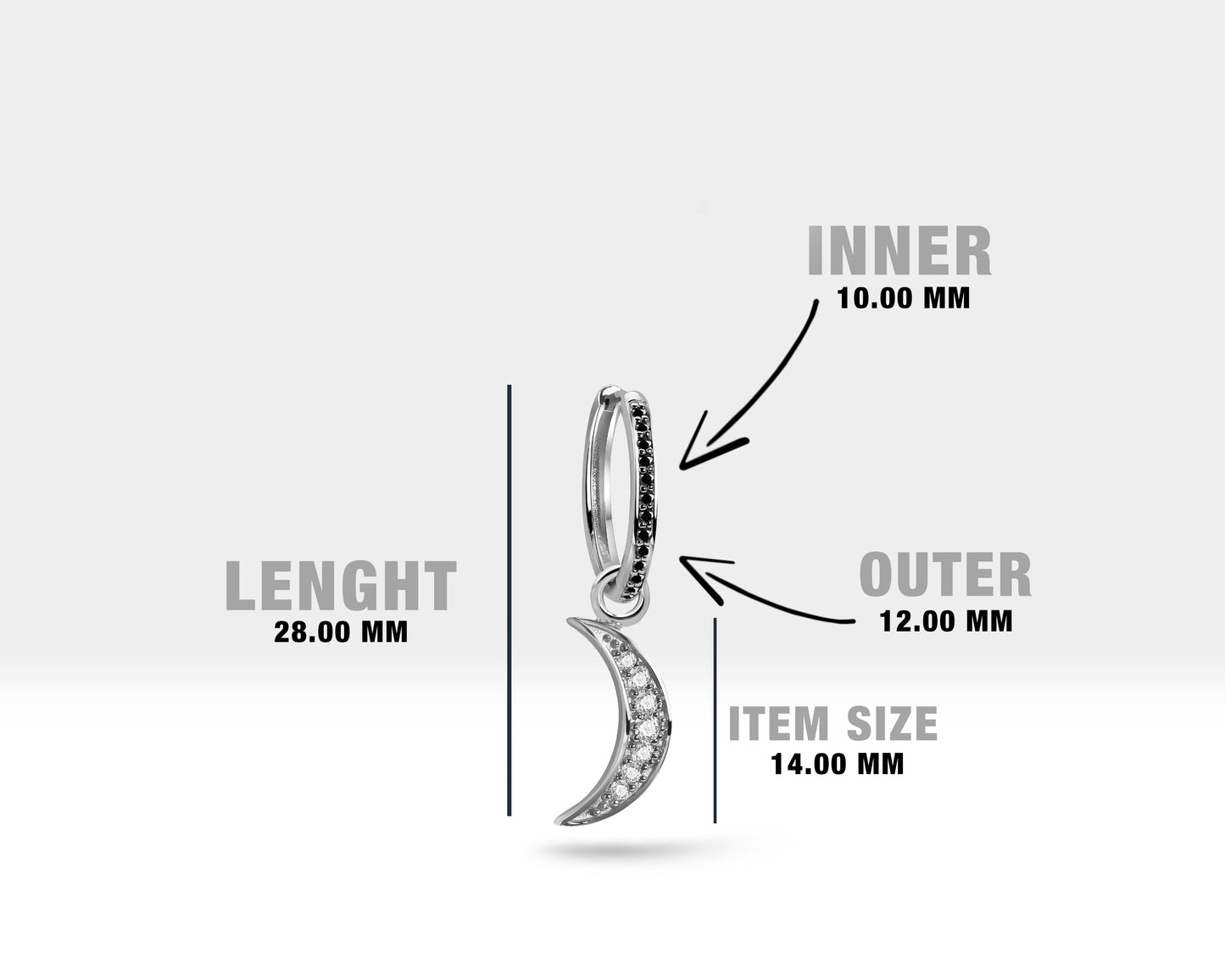Pırlanta Hilal Sallantılı Küpe, 12 MM , 14K Sarı-Beyaz-Kırmızı Altın | LE00039DB
