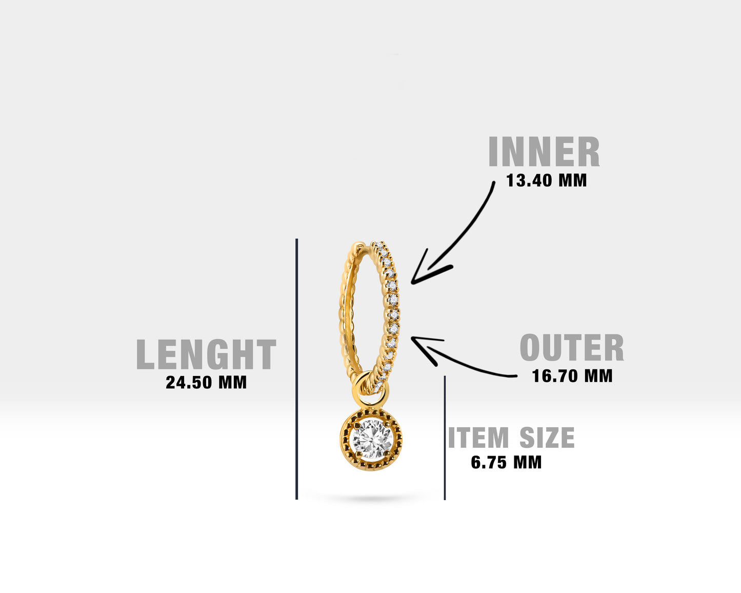 Yuvarlak Pırlanta Sallantılı Küpe, 17 MM , 14K Sarı-Beyaz-Kırmızı Altın | LE00061D
