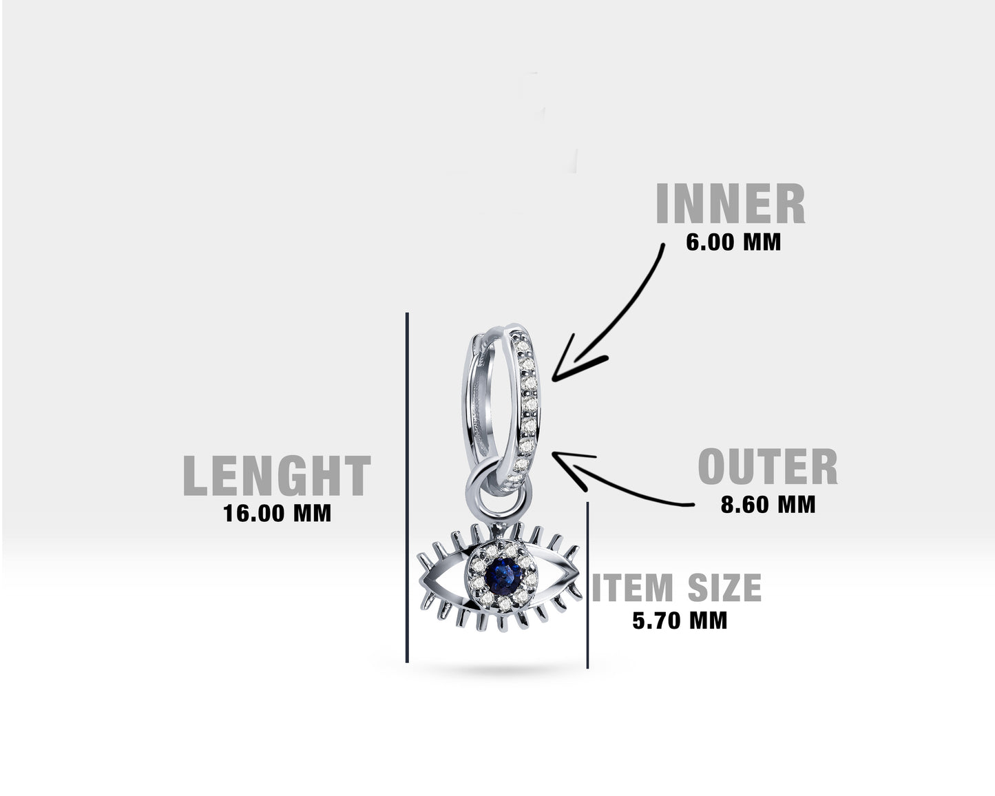Safir Göz Sallantılı Küpe, 9 MM , 14K Sarı-Beyaz-Kırmızı Altın | LE00064DS