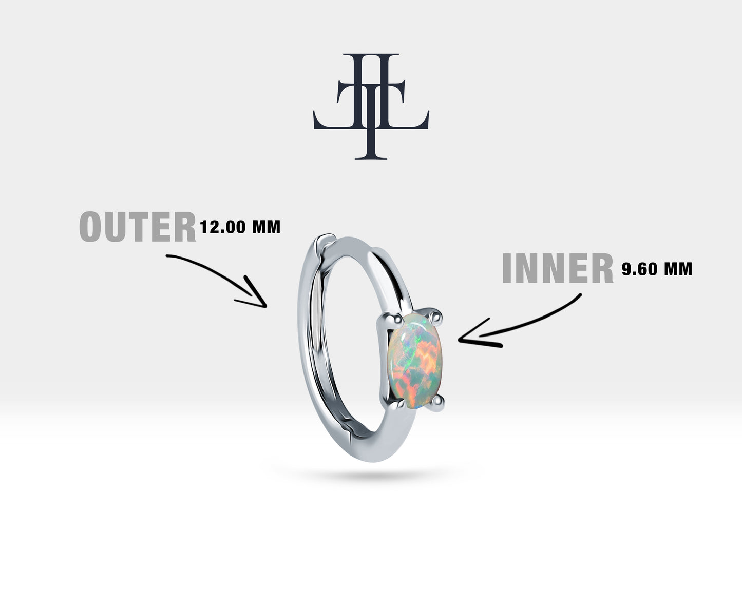 Oval Opal Küpe, 12 MM , 14K Sarı-Beyaz-Kırmızı Altın | LE00026O