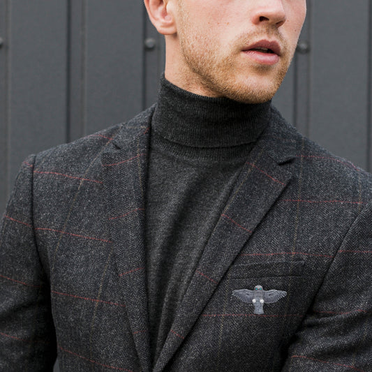 Pırlantalı Baykuş Yaka İğnesi, 925K Gümüş | LZ00012BD