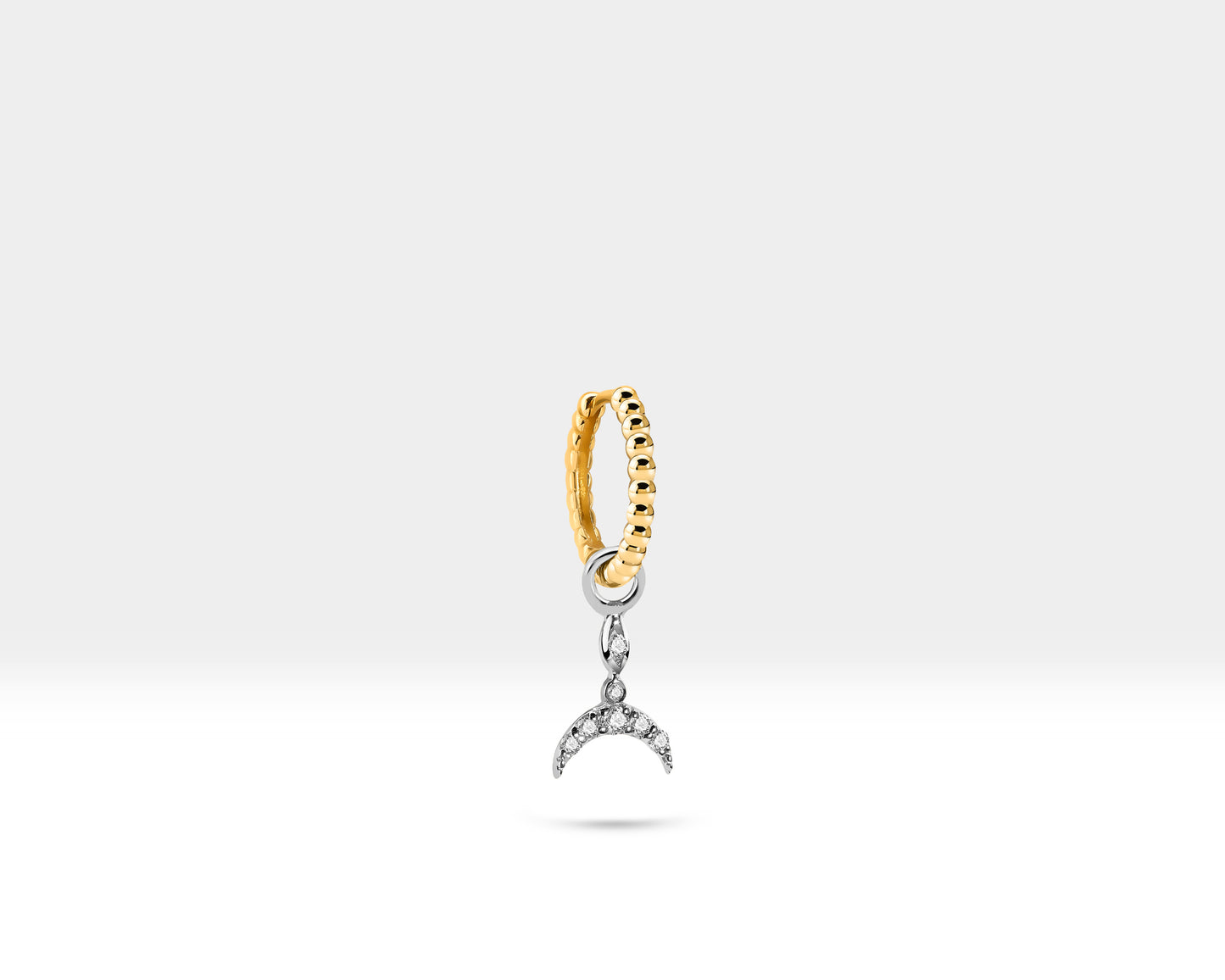 Pırlanta Deniz Kızı Kuyruğu Sallantılı Küpe, 12 MM , 14K Sarı-Beyaz-Kırmızı Altın | LE00040D