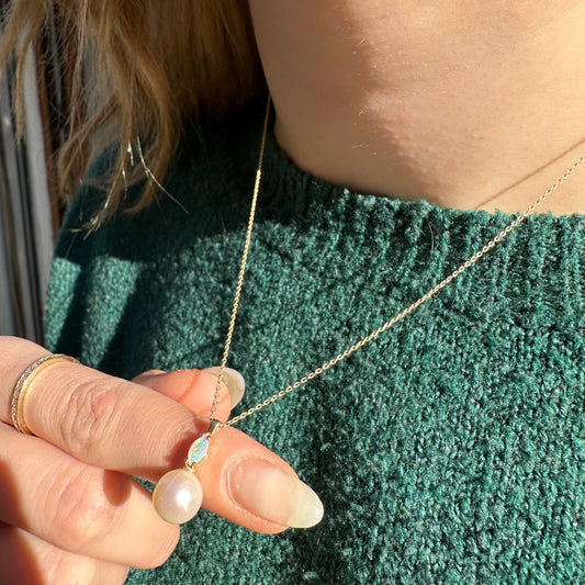 Markiz Opal İnci Kolye, 14K Sarı-Beyaz-Kırmızı Altın | LN00008PO