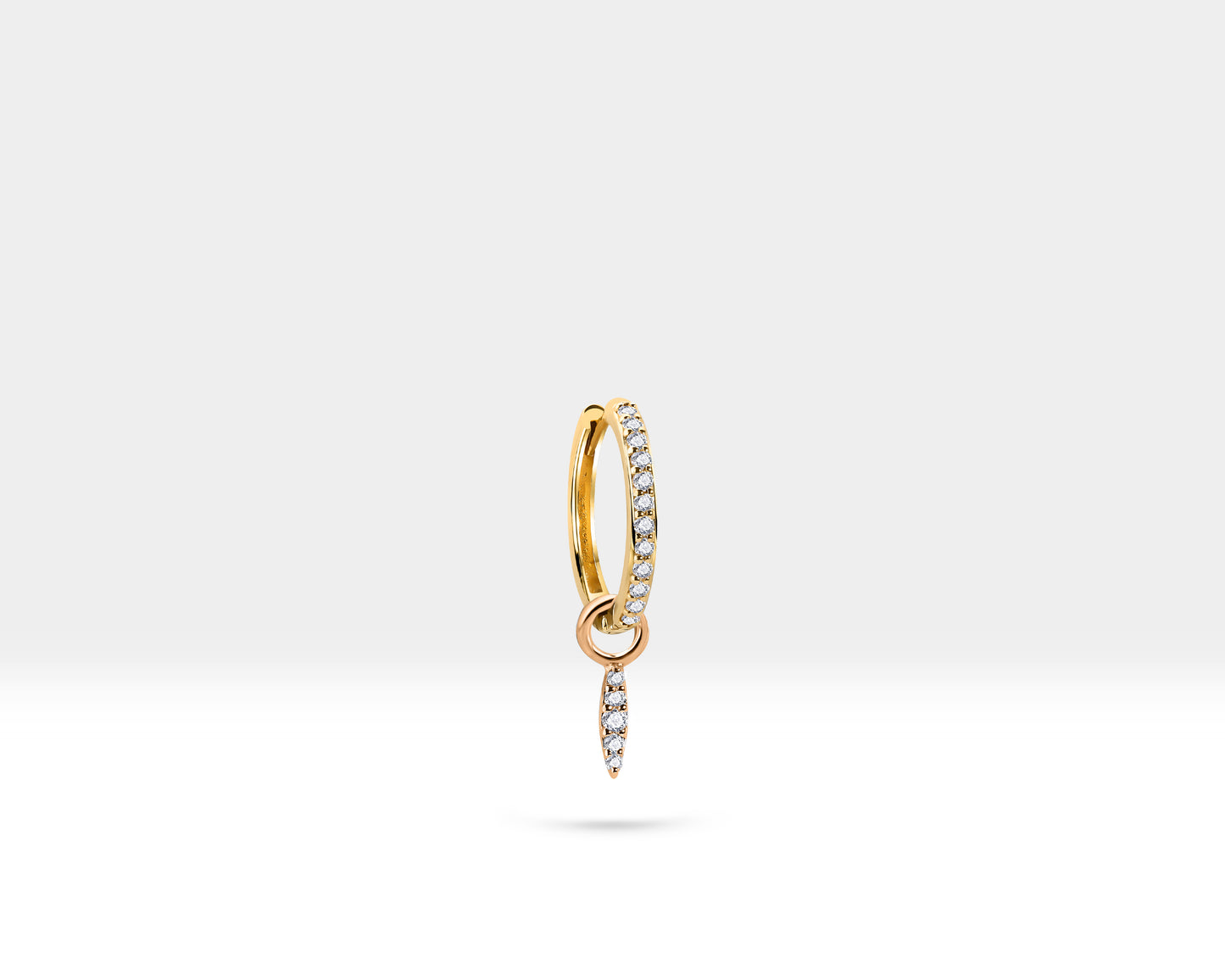 Mekik Sallantılı Küpe, 14 MM , 14K Sarı-Beyaz-Kırmızı Altın | LE00051D