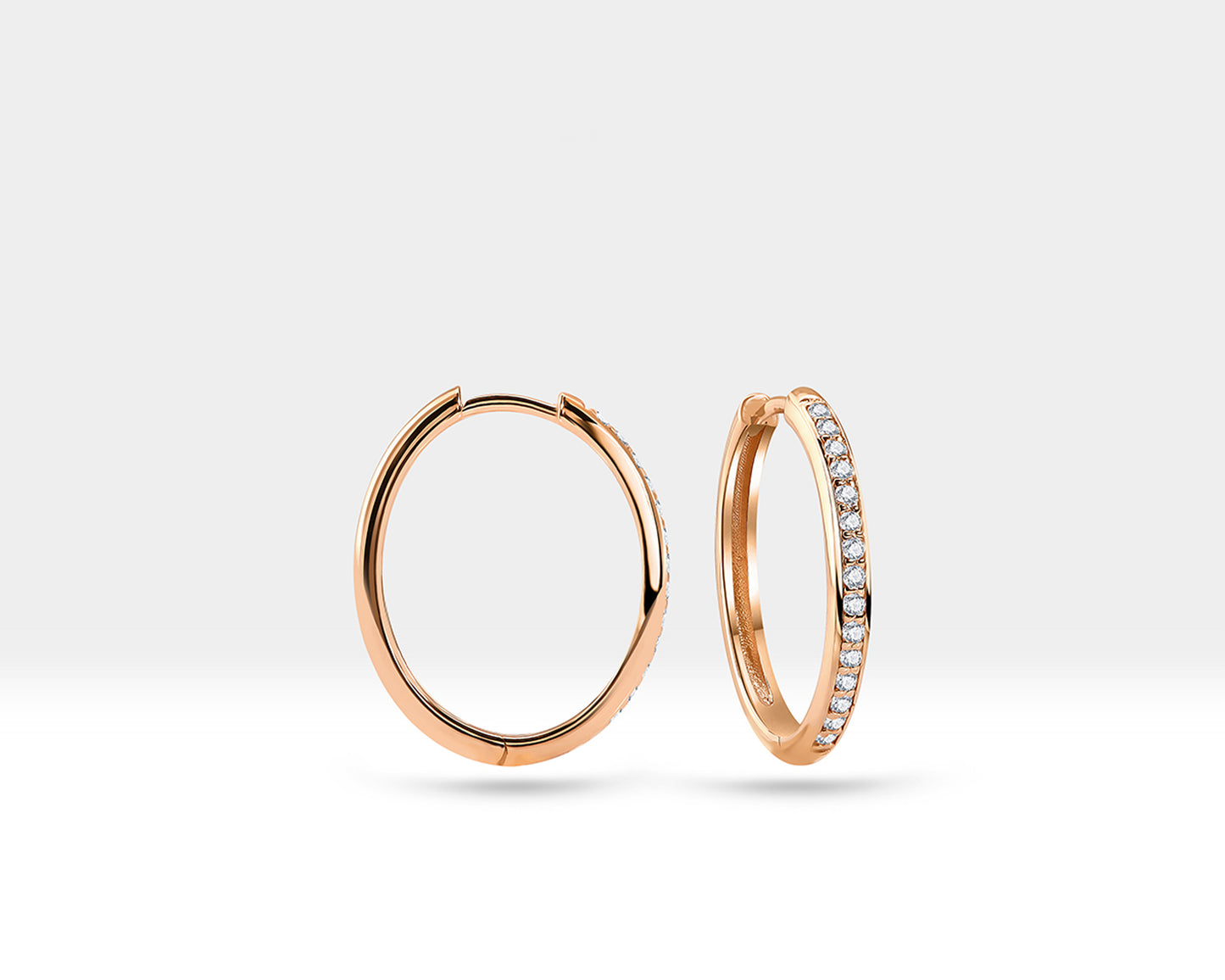 Halka Pırlantalı Küpe, 8-17 MM , 14K Sarı-Beyaz-Kırmızı Altın | LE00035D