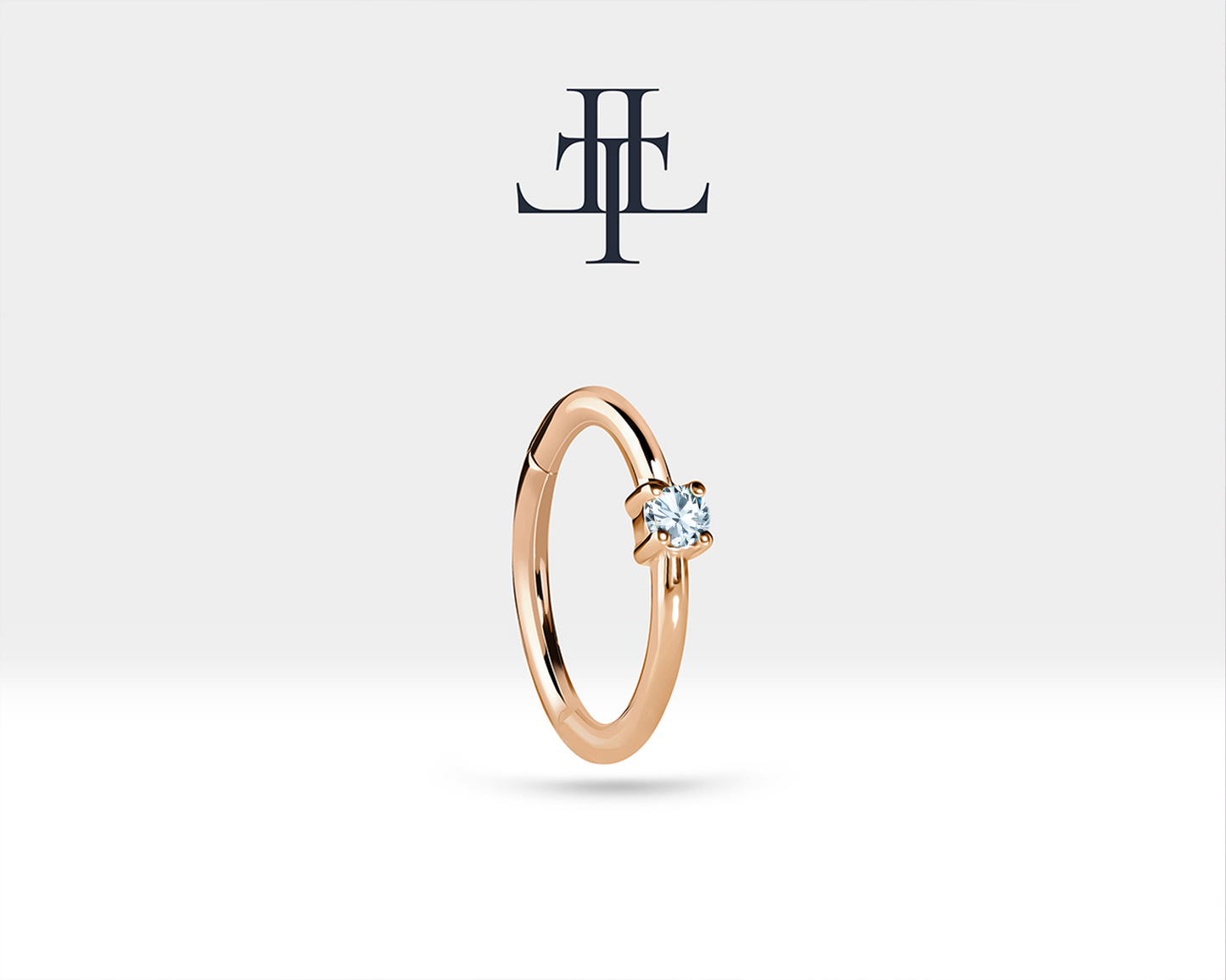 Pırlantalı Halka Piercing Küpe, 12 MM , 1.2 MM, 14K Sarı-Beyaz-Kırmızı Altın | LE00001D