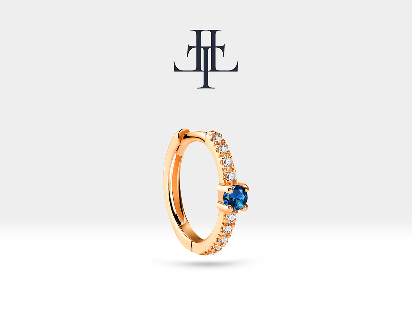 Safir ve Pırlantalı Küpe, 12 MM , 14K Sarı-Beyaz-Kırmızı Altın | LE00004DS