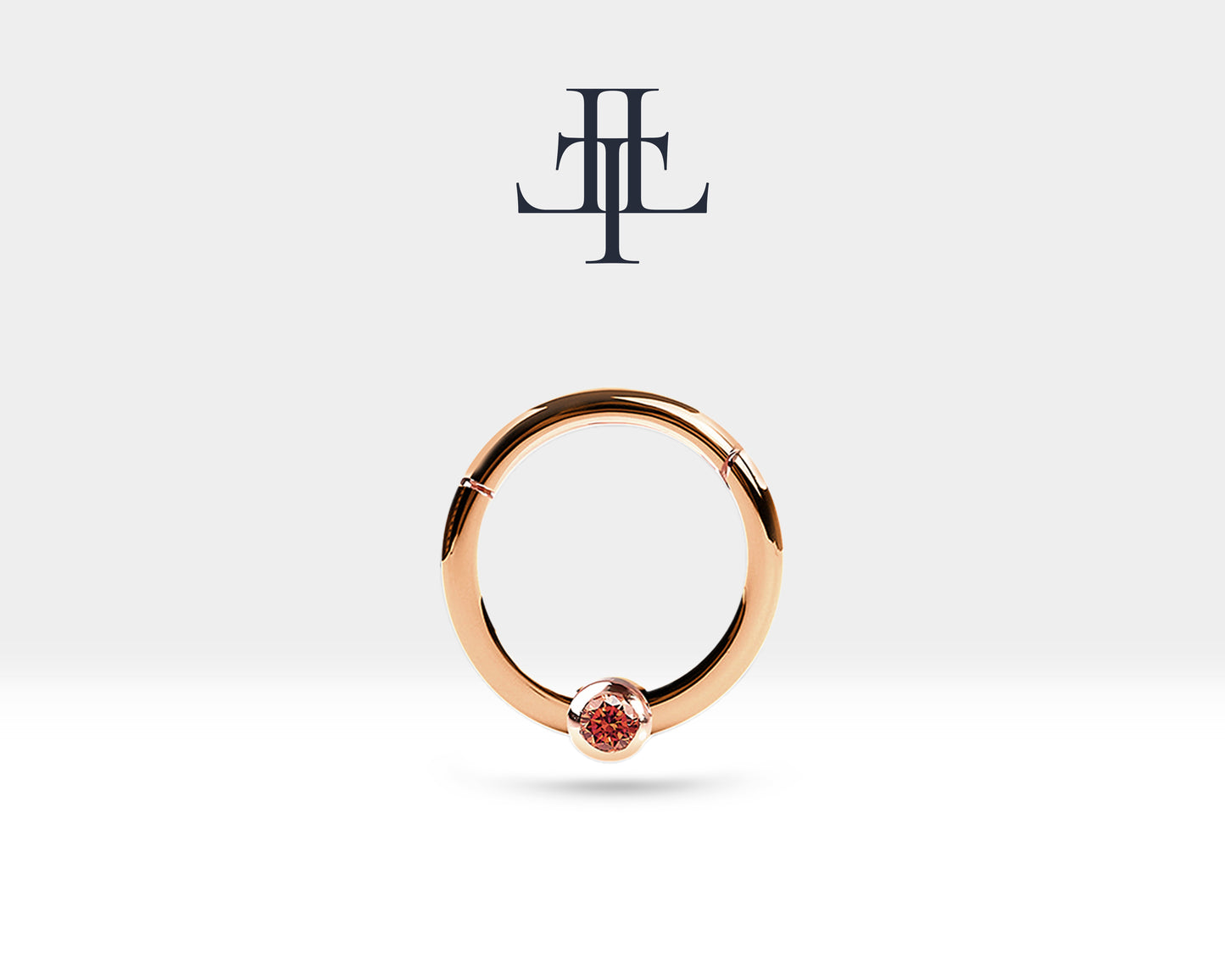 Amerikan Mıhlama Fancy Pırlantalı Halka Piercing, 10 MM , 1.2 MM, 14K Sarı-Beyaz-Kırmızı Altın | LC00033BD