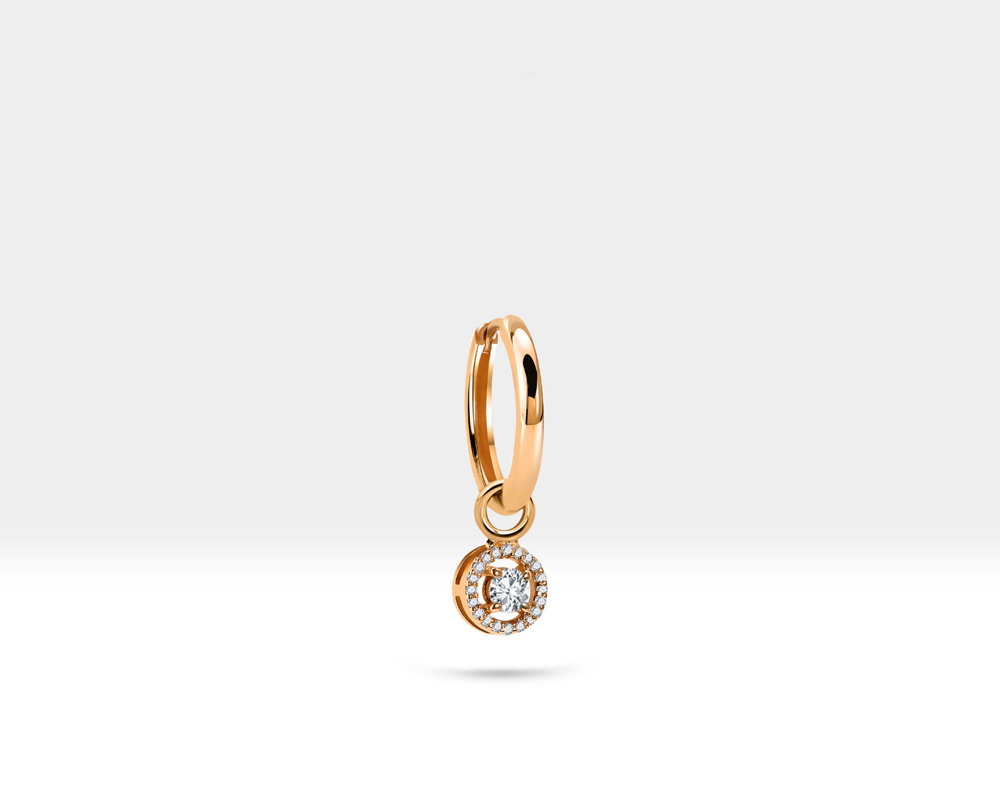 Yuvarlak Siyah Pırlanta Sallantılı Küpe, 12 MM , 14K Sarı-Beyaz-Kırmızı Altın | LE00062D