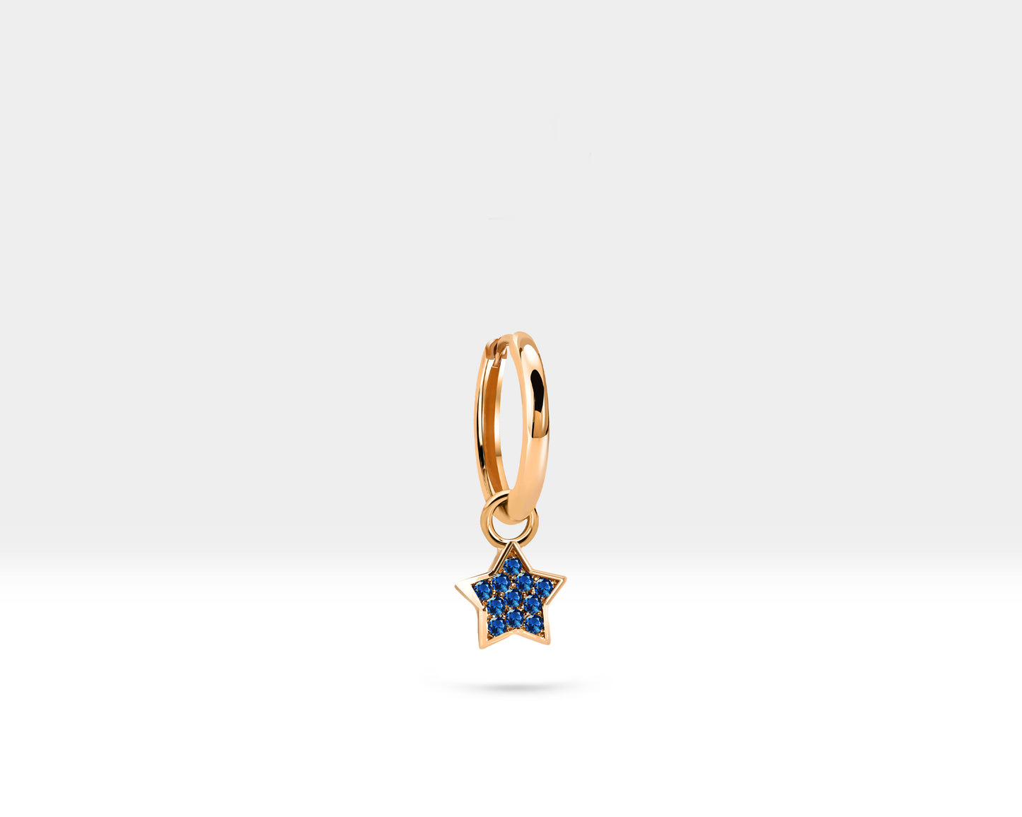 Çift Taraflı Yıldız Sallantılı Küpe, 14 MM , 14K Sarı-Beyaz-Kırmızı Altın | LE00059DS