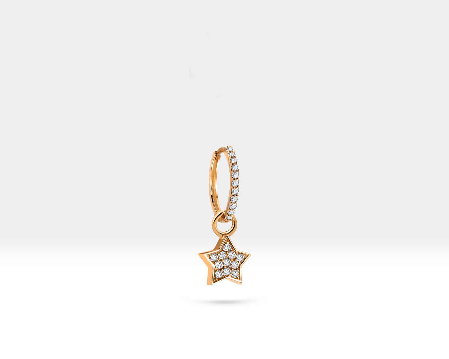 Çift Taraflı Yıldız Sallantılı Küpe, 13 MM , 14K Sarı-Beyaz-Kırmızı Altın | LE00060DS
