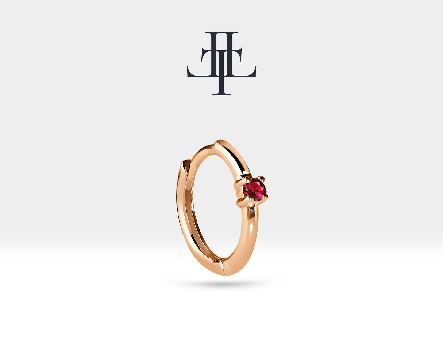Yakut Küpe, 12 MM , 14K Sarı-Beyaz-Kırmızı Altın | LE00006R