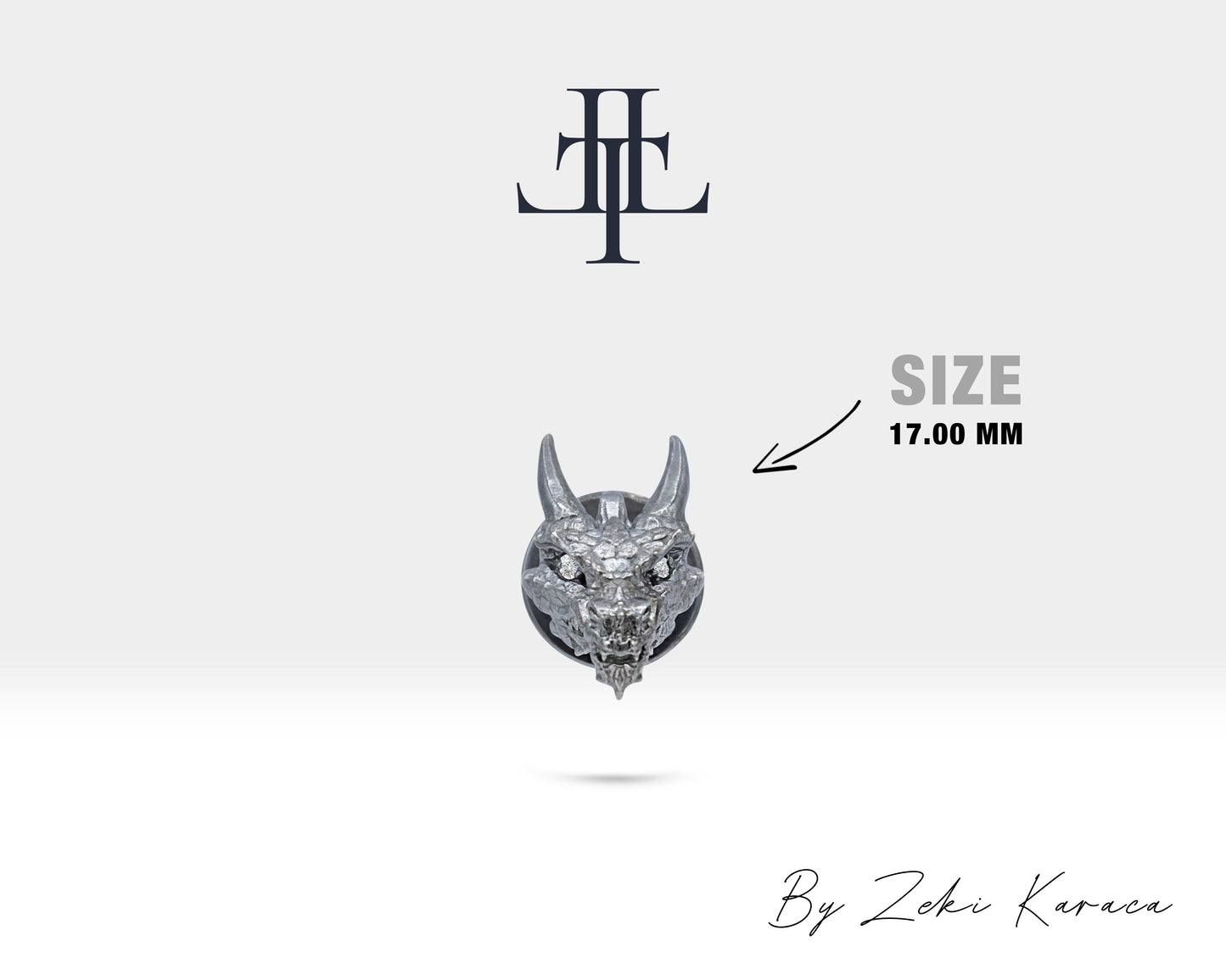 Pırlantalı Ejderha Yaka İğnesi, 925K Gümüş | LZ00011D