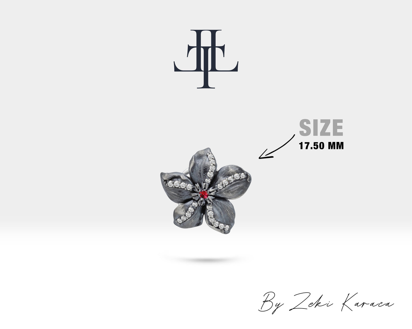 Pırlantalı Çiçek Yaka İğnesi, 925K Gümüş | LZ00028DR