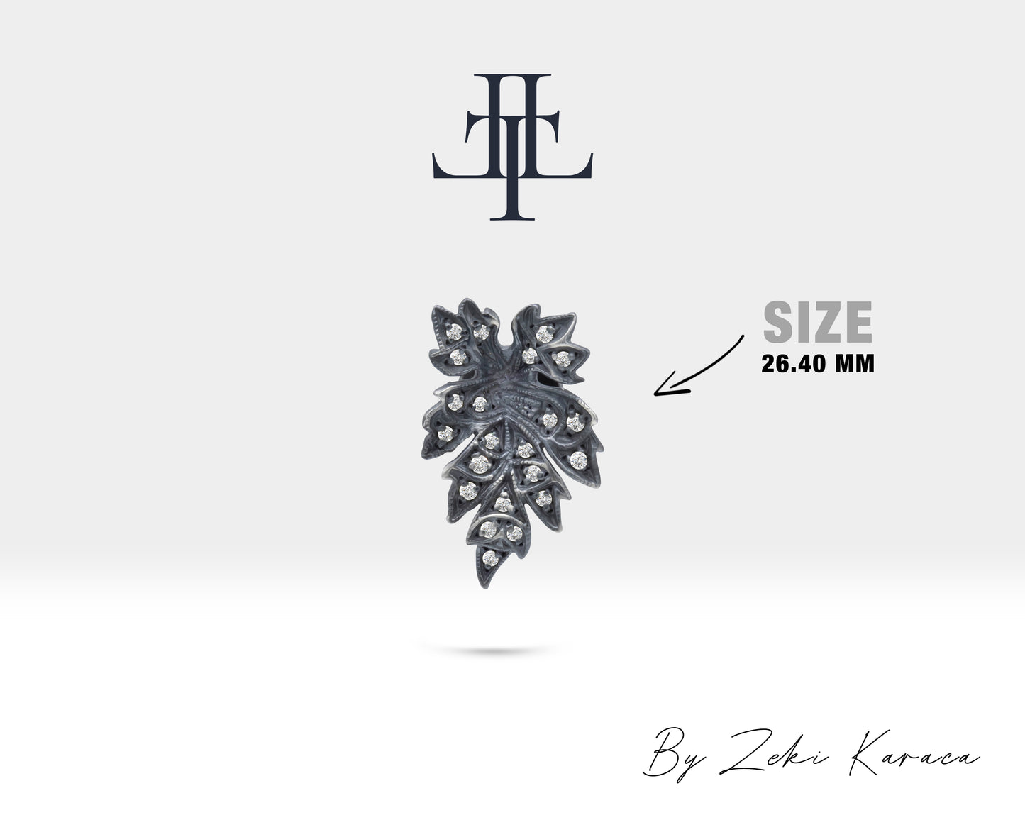 Pırlantalı Meşe Yaprağı Yaka İğnesi, 925K Gümüş | LZ00019D