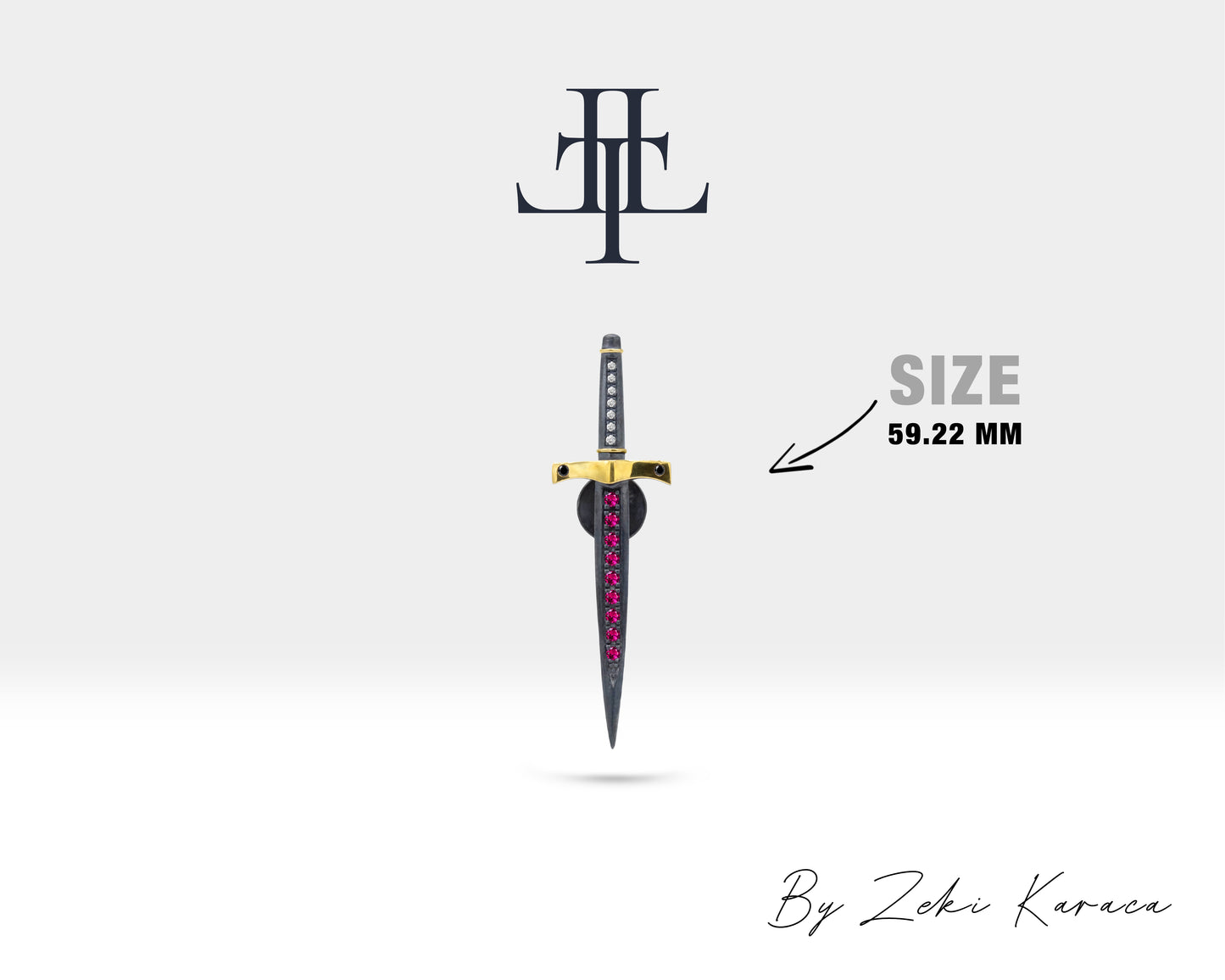 Haslı Kılıç Yaka İğnesi, 925K Gümüş | LZ00030DR