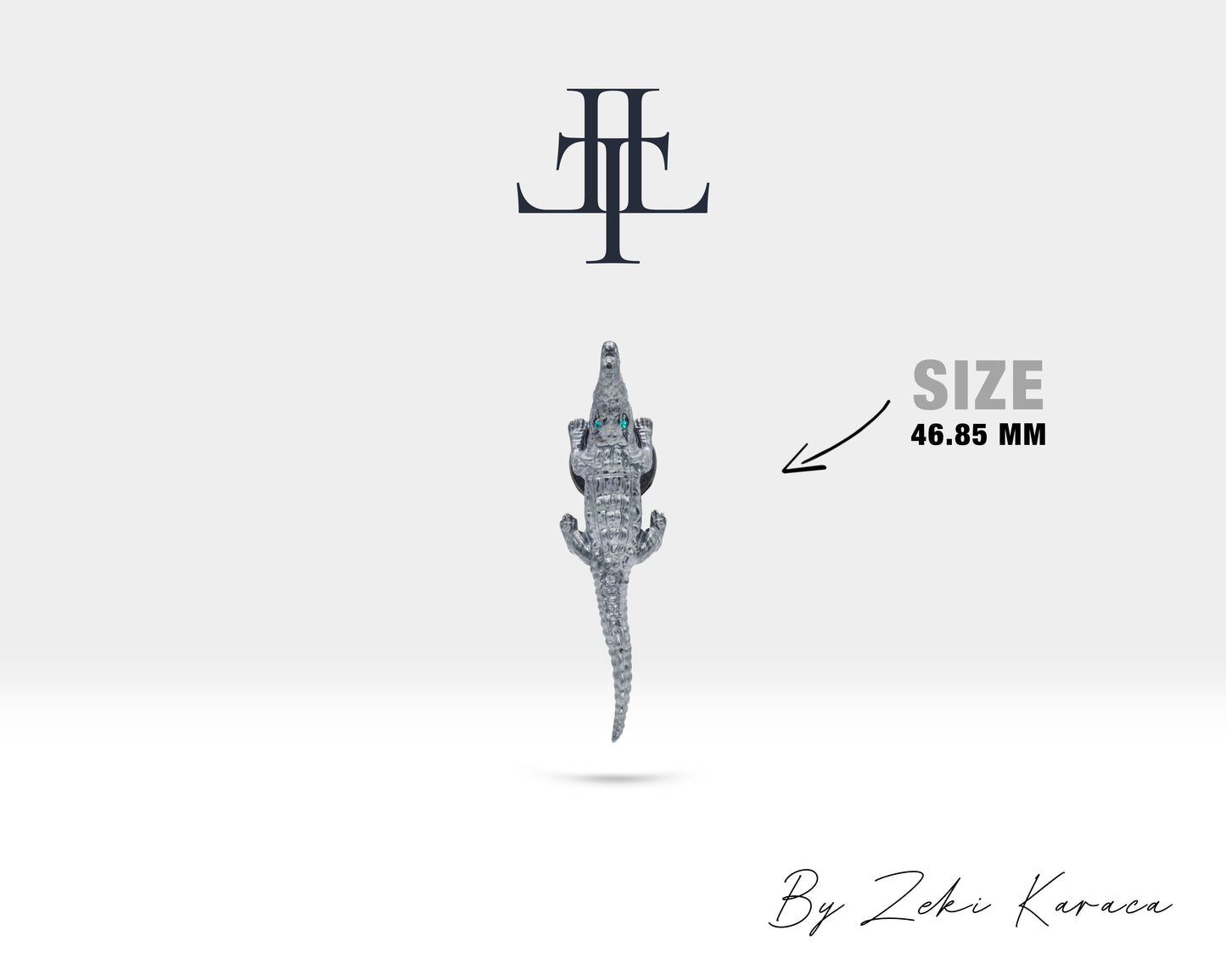 Pırlantalı Timsah Yaka İğnesi, 925K Gümüş | LZ00017BD