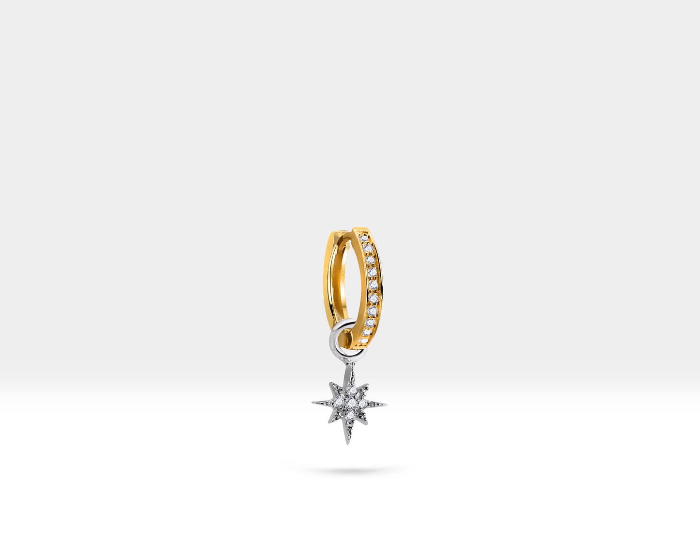 Kutup Yıldızı Sallantılı Küpe, 12 MM , 14K Sarı-Beyaz-Kırmızı Altın | LE00049D