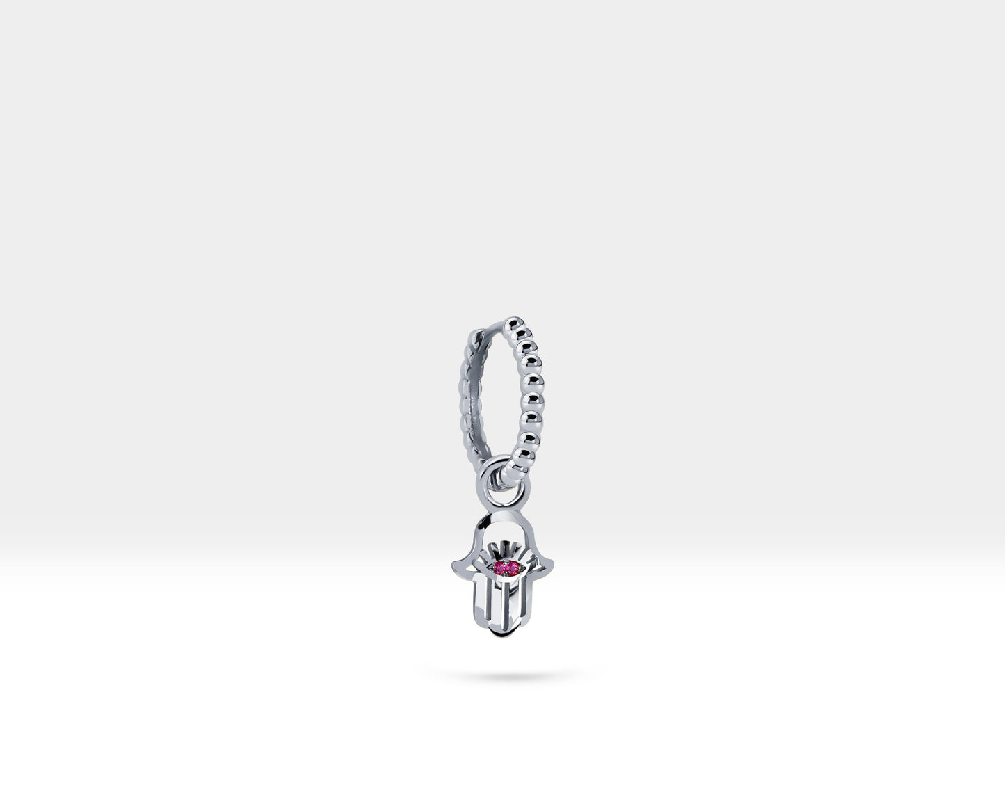 Yakut Fatıma'nın Eli Sallantılı Küpe, 12 MM , 14K Sarı-Beyaz-Kırmızı Altın | LE00043R