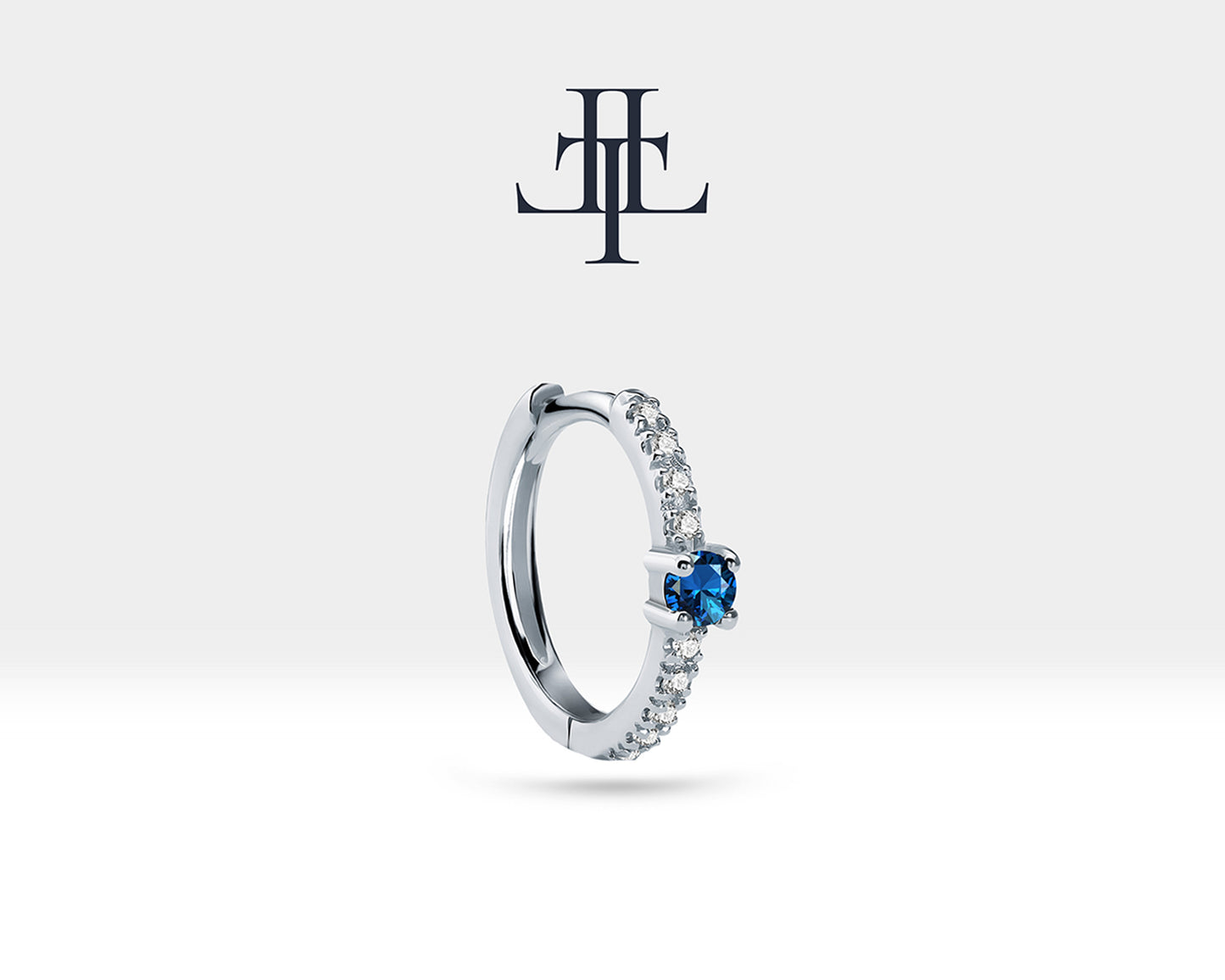 Safir ve Pırlantalı Küpe, 12 MM , 14K Sarı-Beyaz-Kırmızı Altın | LE00004DS