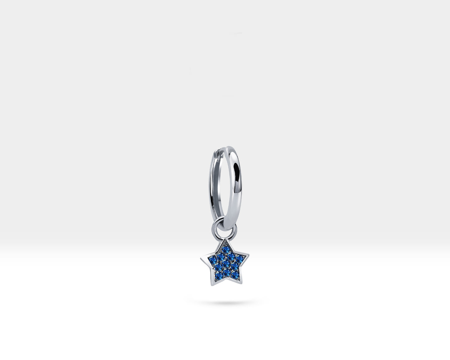 Çift Taraflı Yıldız Sallantılı Küpe, 14 MM , 14K Sarı-Beyaz-Kırmızı Altın | LE00059DS