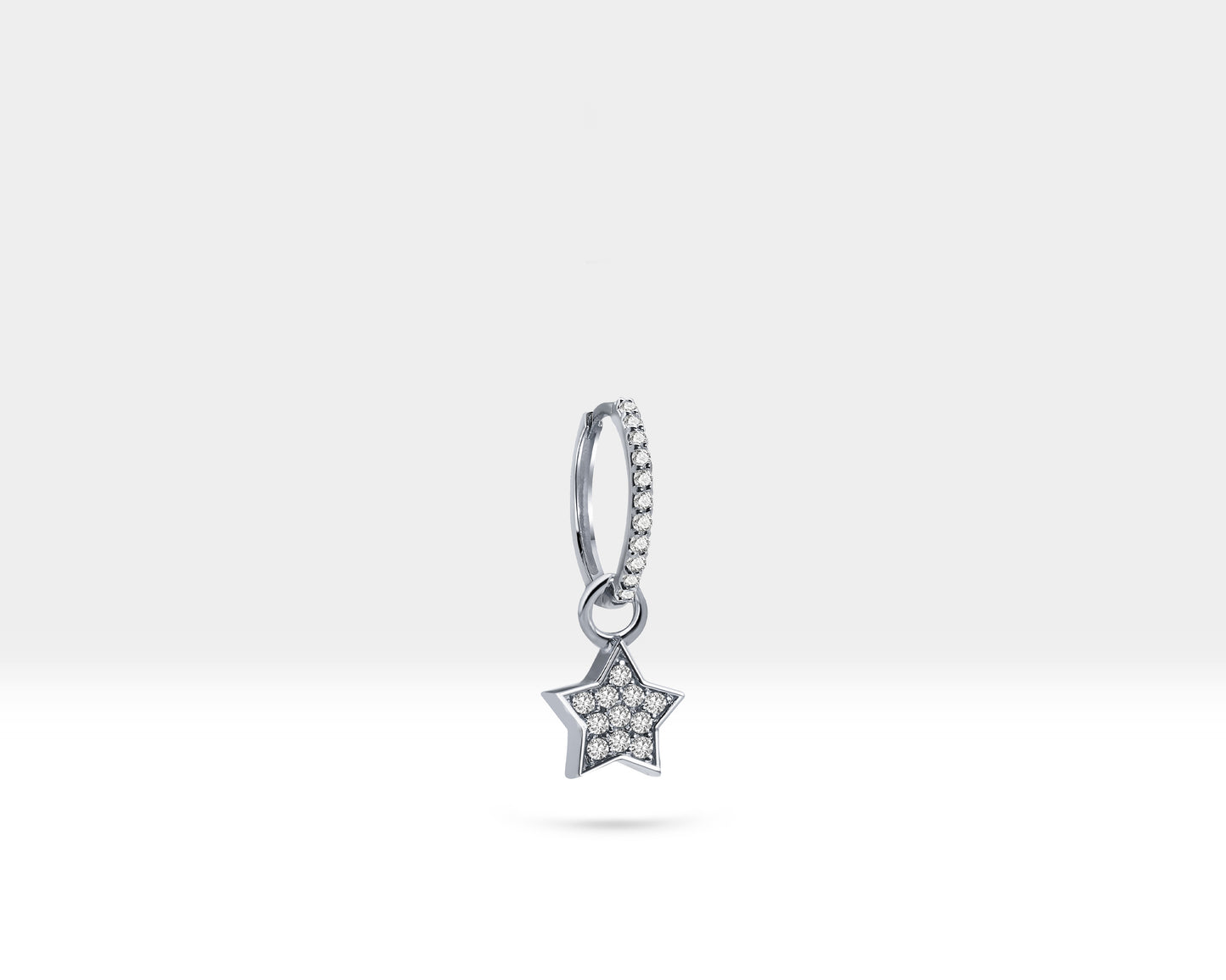 Çift Taraflı Yıldız Sallantılı Küpe, 13 MM , 14K Sarı-Beyaz-Kırmızı Altın | LE00060DS