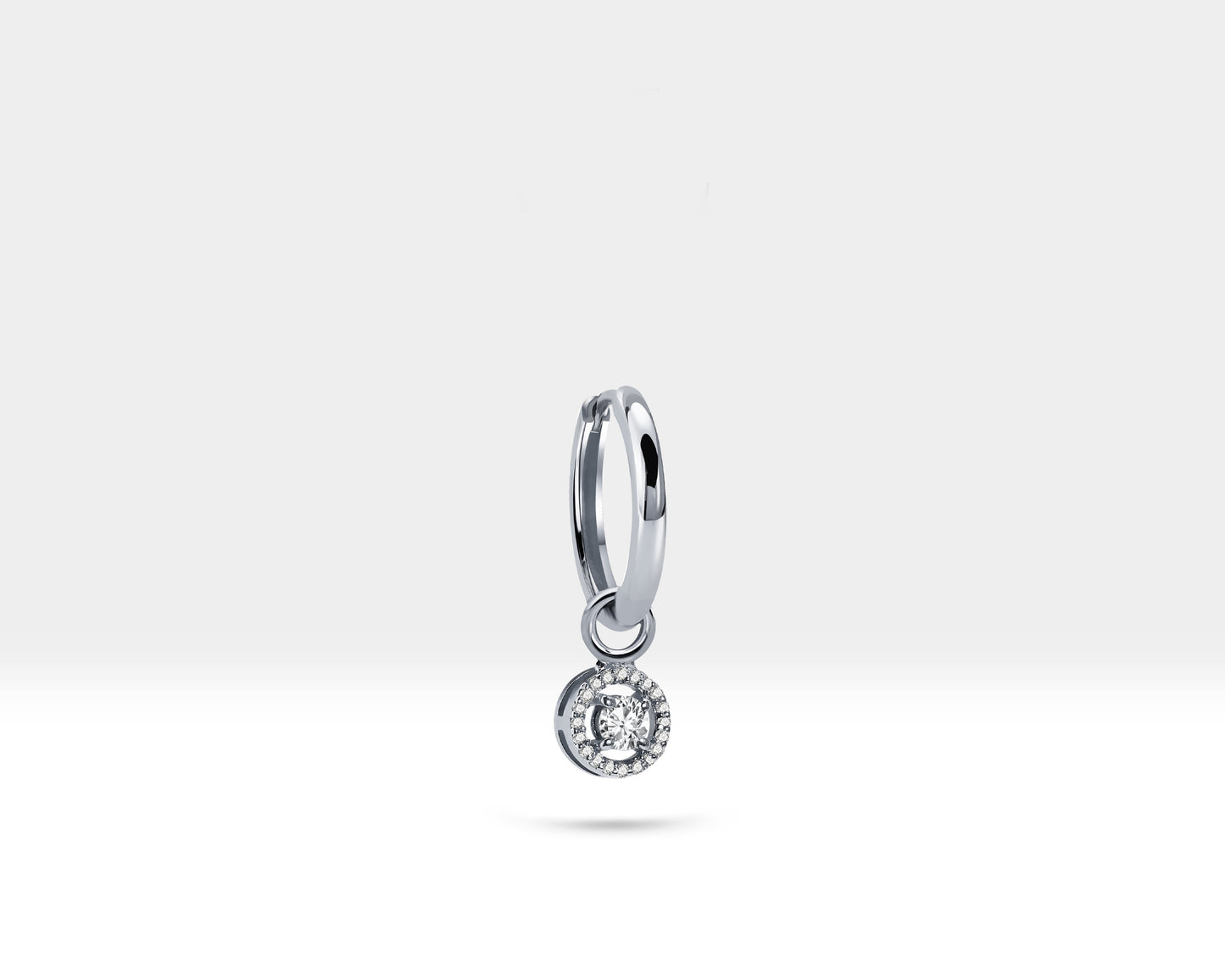Yuvarlak Siyah Pırlanta Sallantılı Küpe, 12 MM , 14K Sarı-Beyaz-Kırmızı Altın | LE00062D