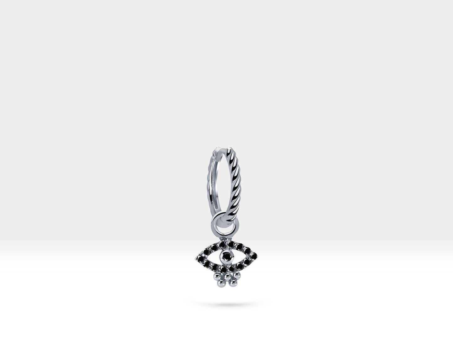 Siyah Pırlanta Göz Sallantılı Küpe, 12 MM , 14K Sarı-Beyaz-Kırmızı Altın | LE00068B