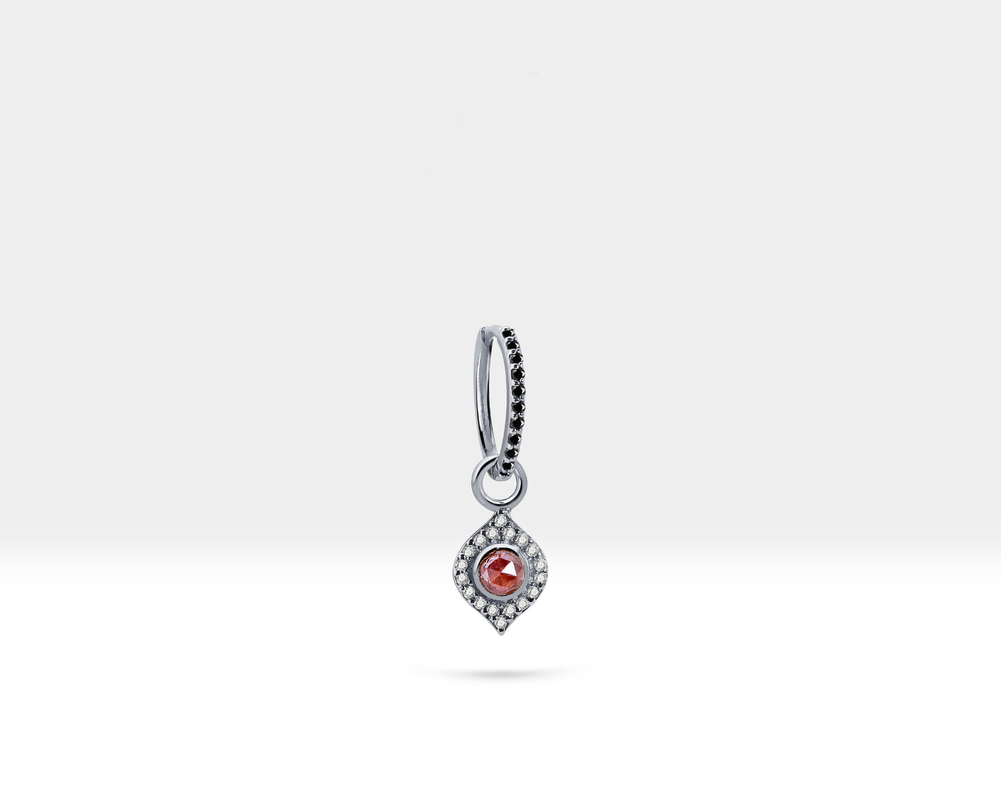 Kahverengi Pırlanta Sallantılı Küpe, 12 MM , 14K Sarı-Beyaz-Kırmızı Altın | LE00052DB