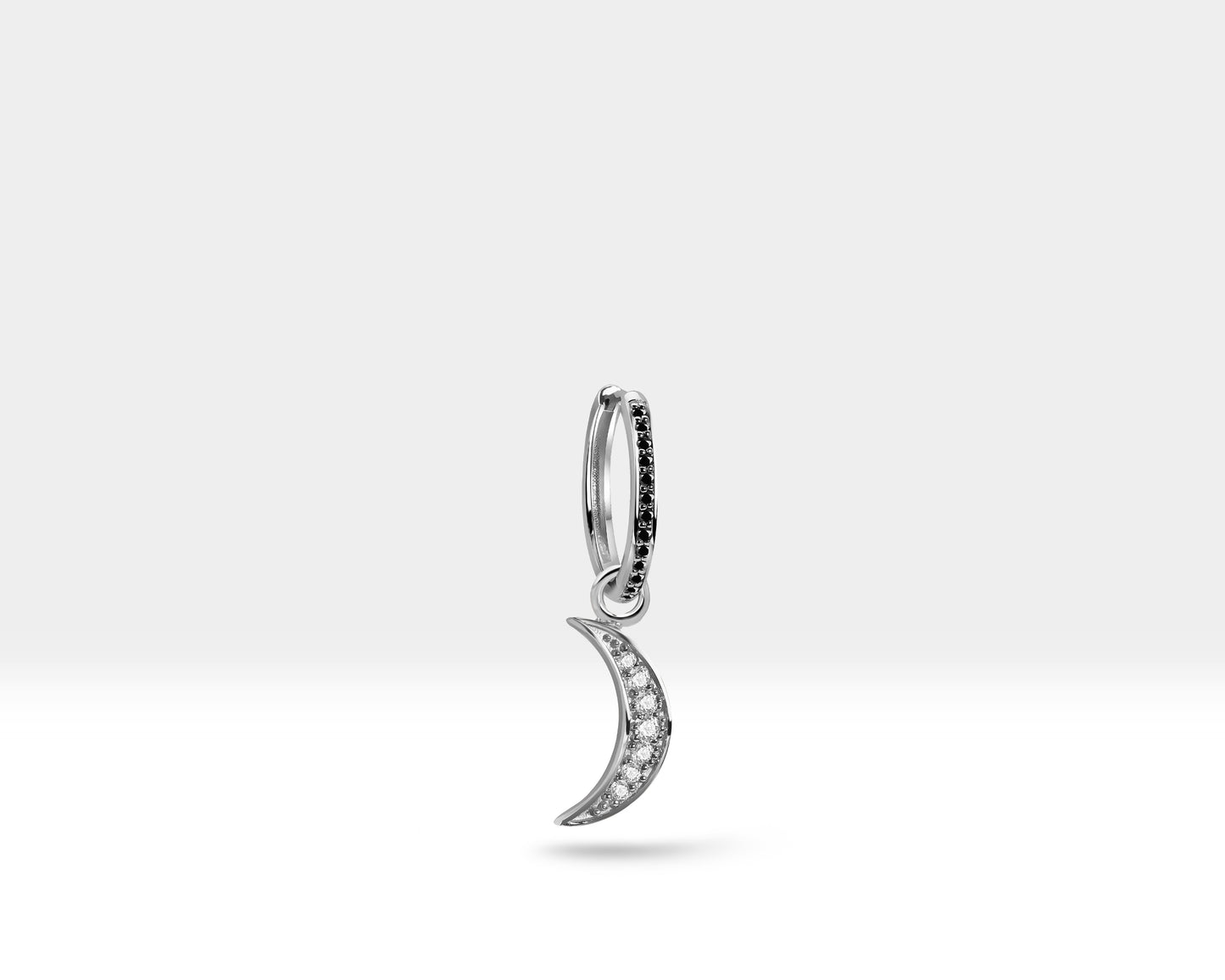 Pırlanta Hilal Sallantılı Küpe, 12 MM , 14K Sarı-Beyaz-Kırmızı Altın | LE00039DB