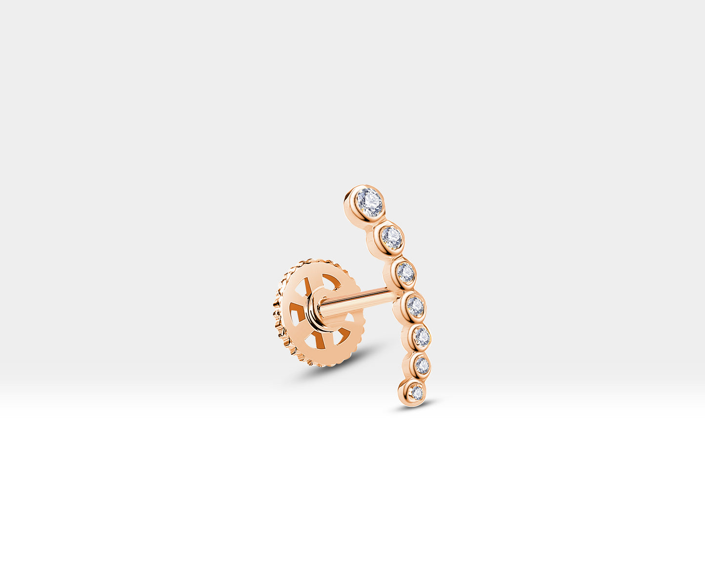 Süzme Pırlantalı Piercing, 8 MM , 1.2 MM, 14K Sarı-Beyaz-Kırmızı Altın | LP00005D